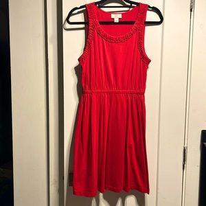 Loft Petites EUC red flowy midi dress